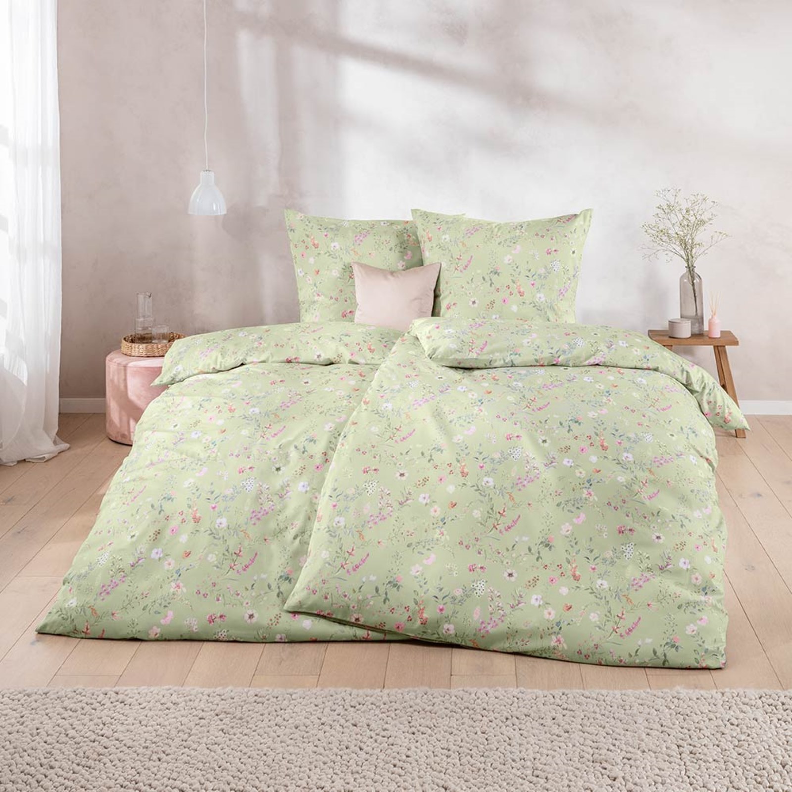 Estella Mako-Satin Bettwäsche 135x200 Dilara reseda grün Streublümchen 7529-550 Estella Mako-Satin Bettwäsche 135x200 Dilara reseda grün Streublümchen 7529-550 von Estella Ateliers