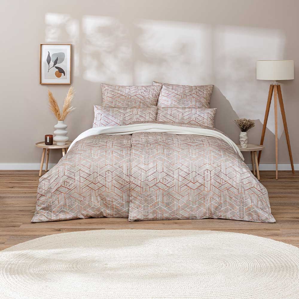 Estella Mako-Satin Bettwäsche 135x200 Joaquin terracotta Rauten natur 7909-370 Estella Mako-Satin Bettwäsche 135x200 Joaquin terracotta Rauten natur 7909-370 von Estella Ateliers
