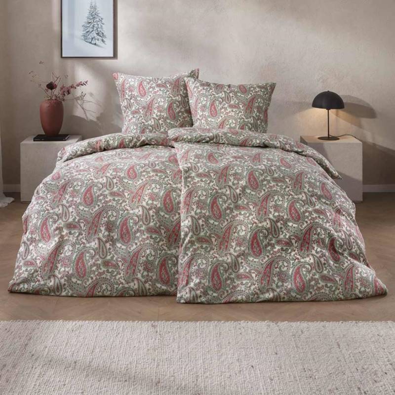 Estella Samt + Seide Flanell Bettwäsche 155x220 Lagundo leinen Paisley 5473-205 von Estella Ateliers