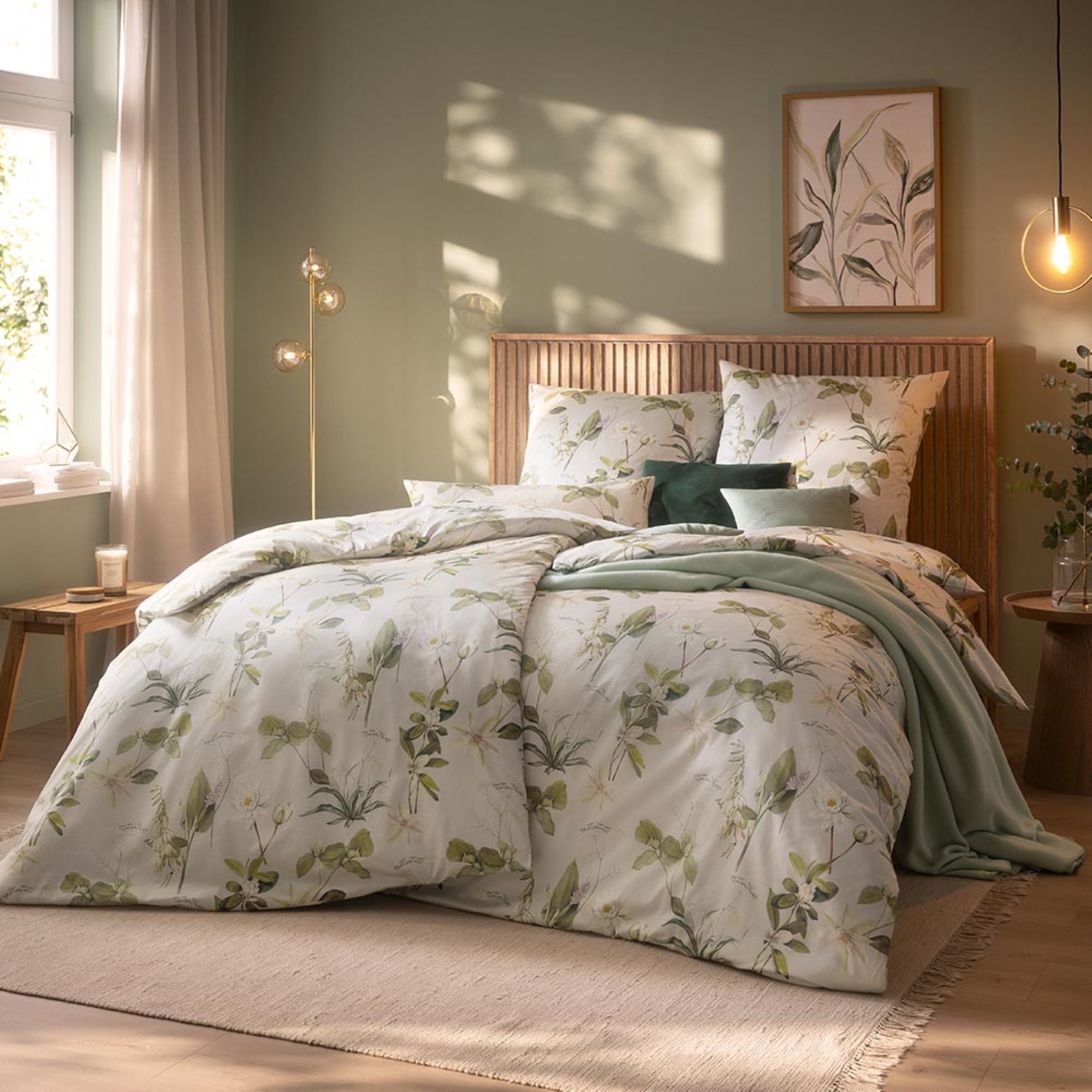 Estella Schweizer Premium Satin Bettwäsche 155x220 Nadea grün beige Wiesenblu... Estella Schweizer Premium Satin Bettwäsche 155x220 Nadea grün beige Wiesenblu... von Estella Ateliers