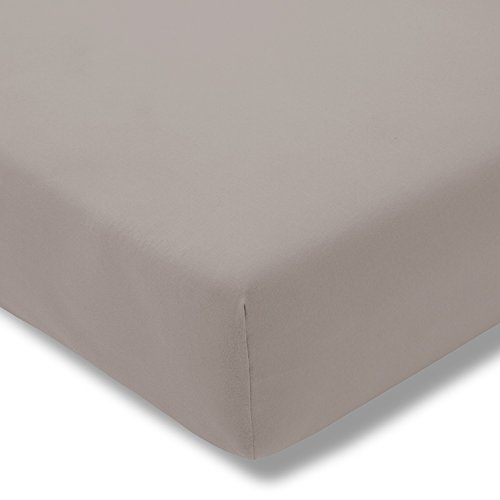 ESTELLA Topper-Spannbetttuch Zwirnjersey | Kiesel | 140-160x200 cm | passend für Topperhöhen von 7-10 cm | trocknerfest und bügelfrei | 97% Baumwolle 3% Elastan von ESTELLA