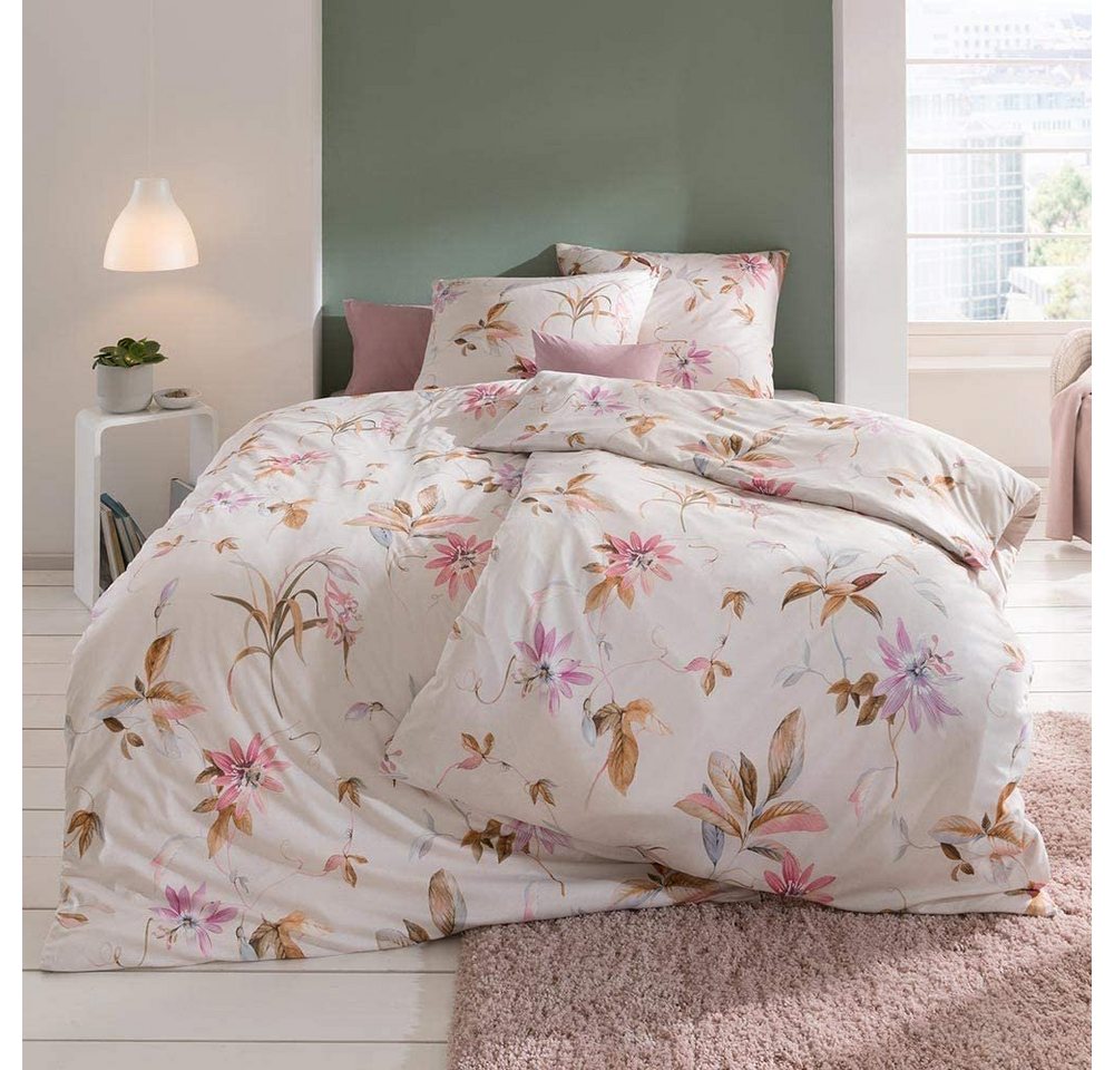 Bettwäsche Estella Mako Jersey Bettwäsche 155x220 Tara Blüten Blätter azalee, Estella, Jersey, 2 teilig von Estella