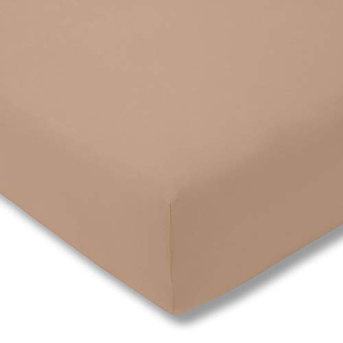 ESTELLA Spannbetttuch Feinjersey | Karamel | 100x200 cm | passend für Matratzen 90-100 cm (Breite) x 190-200 cm (Länge) | trocknerfest und bügelfrei | 100% Baumwolle von ESTELLA