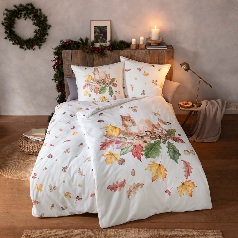 Estella Kuschel Flanell Bettwäsche 155x220 Squirrel natur Eichhörnchen Blätte... Estella Kuschel Flanell Bettwäsche 155x220 Squirrel natur Eichhörnchen Blätte... von Estella Ateliers