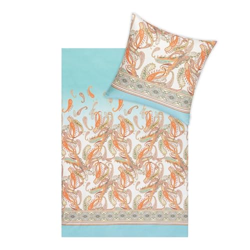 Estella Mako Interlock Jersey Bettwäsche Siena Azur 1 Bettbezug 135 x 200 cm + 1 Kissenbezug 80 x 80 cm von ESTELLA