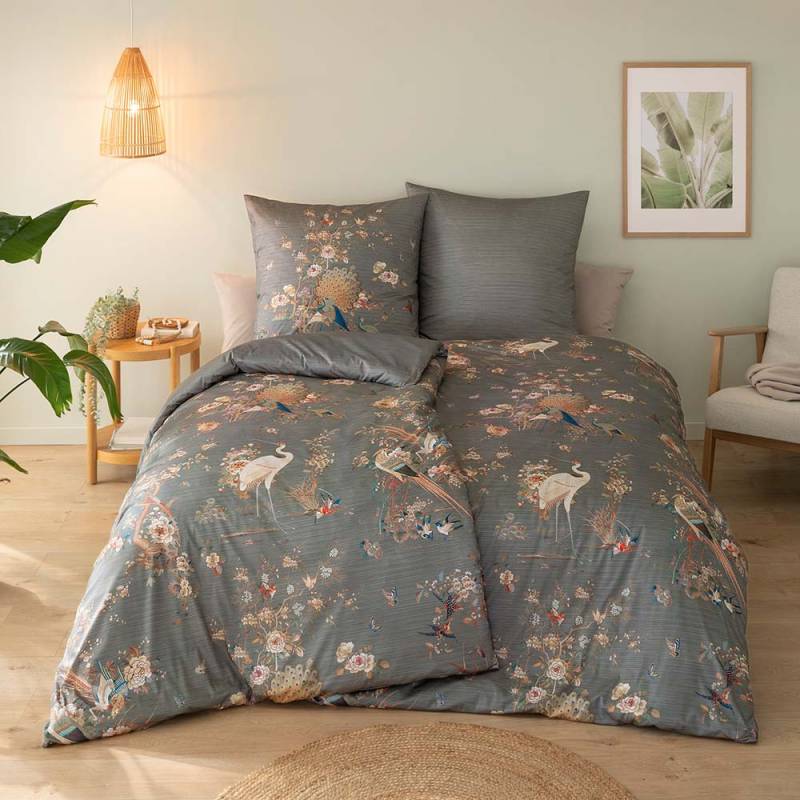 Estella Mako Jersey Bettwäsche 155x220 Kim grau Pfau Vögel Rosen Wende 6355-810 Estella Mako Jersey Bettwäsche 155x220 Kim grau Pfau Vögel Rosen Wende 6355-810 von Estella Ateliers