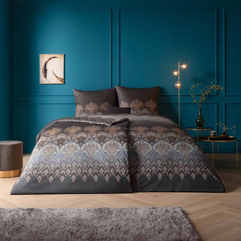 Estella Mako Jersey Bettwäsche 155x220 Sophia anthrazit Ornamente 6347-920 von Estella Ateliers