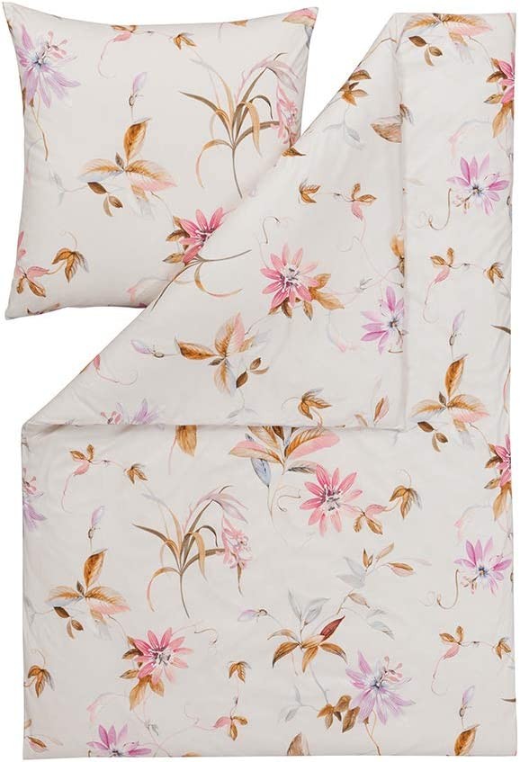 Estella Mako Jersey Bettwäsche 155x220 Tara Blüten Blätter azalee 6865-250 von Estella