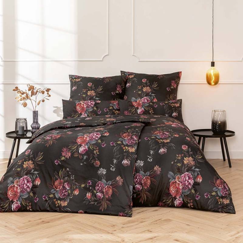 Estella Mako-Satin Bettwäsche DD 135x200 Joyce Blumen Rosen Romantik grau 793... von Estella