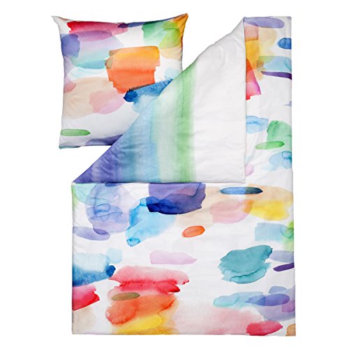ESTELLA Mako-Satin Wendebettwäsche Splash Multicolor 1 Bettbezug 200 x 200 cm + 2 Kissenbezüge 80 x 80 cm von ESTELLA