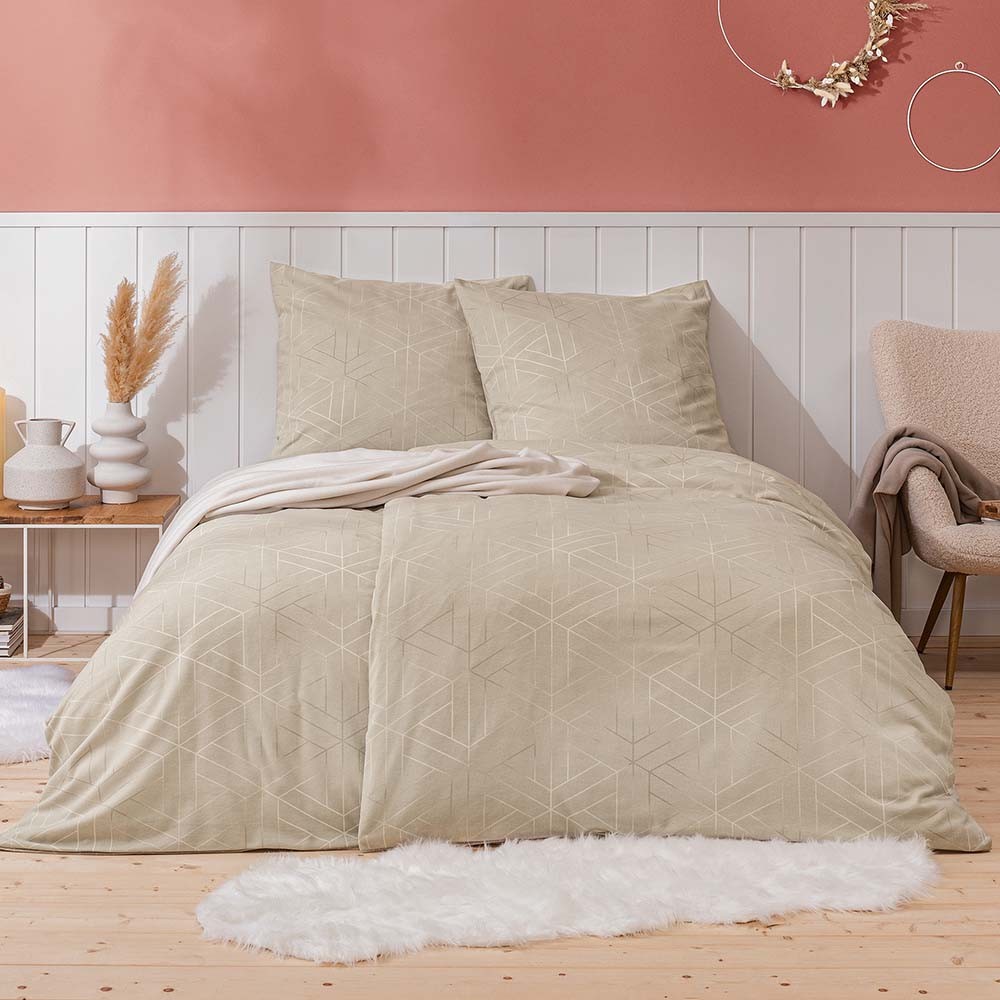 Estella Samt + Seide Flanell Bettwäsche 155x220 Tirolo natur beige Waben 5465... Estella Samt + Seide Flanell Bettwäsche 155x220 Tirolo natur beige Waben 5465... von Estella Ateliers
