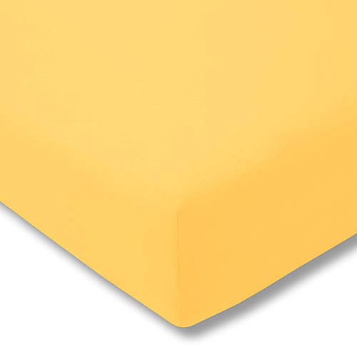 ESTELLA Spannbetttuch Zwirnjersey | Sonne | 200x200 cm | passend für Matratzen 180-200 cm (Breite) x 200-220 cm (Länge) | trocknerfest und bügelfrei | 100% Baumwolle | 97% Baumwolle 3% Elastan von ESTELLA