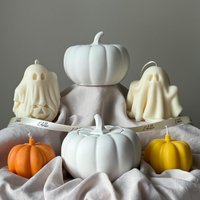 Pumpkin Glass Soya Wachskerze Handgefertigte Jesmonite Herbst Deko von EstelleStudioCA