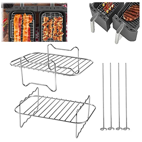 Ninja Heißluftfritteusen-Zubehör 10er Set inklusive Silikon-Unterlage & Dual-Luftfritteusen-Racks & 100 Stück Papierunterlage & Silikonhandschuhe für Ninja Dual AF300EU AF400EU (Silber2) von Esteopt