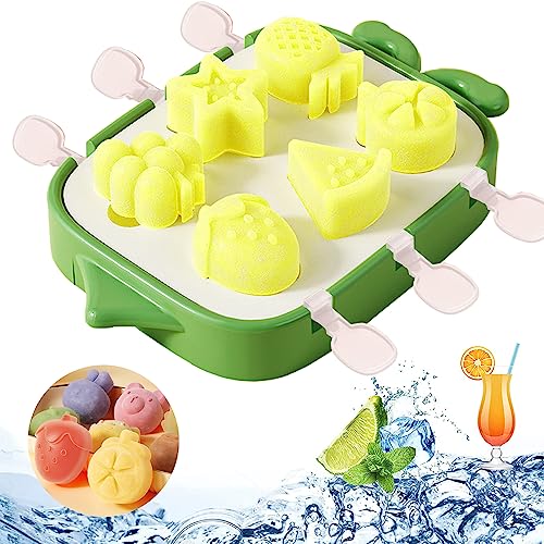 6 Cells Silicone Ice Lolly Moulds BPA-Free for Children and Baby, Mini Ice Cream Moulds Reusable (Grün) von Esteopt