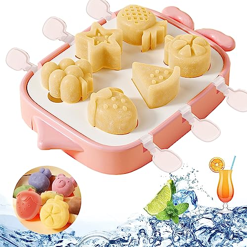 6 Cells Silicone Ice Lolly Moulds BPA-Free for Children and Baby, Mini Ice Cream Moulds Reusable (rosa) von Esteopt