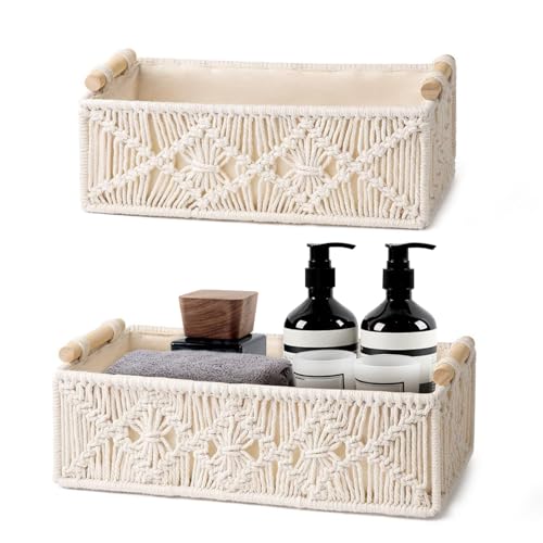 Aufbewahrungskörbe Dekor Box Handgemachte Gewebte Dekorative Arbeitsplatte Toilettentank Regal Schrank Organizer,Makramee Aufbewahrungskörbe Box,Aufbewahrungskorb Geflochten,Handgewebte Dekorbox von Esteopt