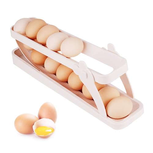 Egg Holder, Egg Dispenser Eierhalter KÜhlschrank Eier Aufbewahrungsbox Egg Holder Fridge, Egg Organizer For Refrigerator, 2 Tier Rolling Egg Dispenser von Esteopt
