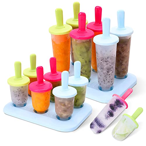 Eisformen, 12 Eisformen Eis am Stiel, Eisformen mit Kunststoffstäbchen, BPA-frei, Kleine und Große Eisformen für Erwachsene und Kinder von Esteopt