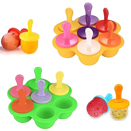 Eisformen Silikon, 2 Stück Eis am Stiel Silikon, Mini Eisformen, Eisförmchen Popsicle Formen (Gelb Grün) von Esteopt