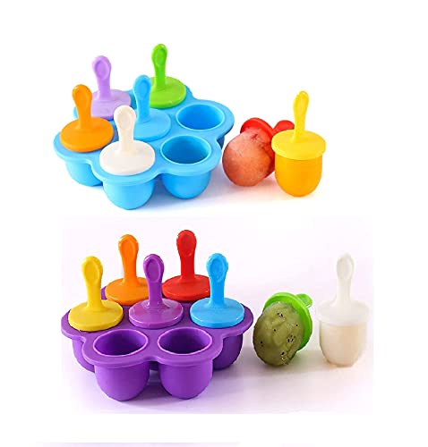 Eisformen Silikon, 2 Stück Eis am Stiel Silikon, Mini Eisformen, Eisförmchen Popsicle Formen (Blau Lila) von Esteopt