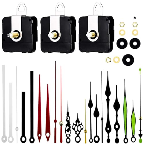 Esteopt 3 Uhrwerk für Wanduhr 13/16/22mm mit 7 Uhrzeiger Sets uhrwerke zum selbsteinbau mit Zeiger von Esteopt