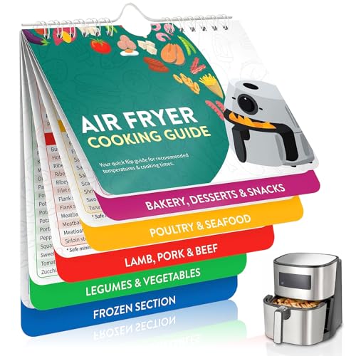 Luftfritteuse Spickzettel, Air Fryer Magnetic Cheat Sheet, Air Fryer Spickzettel Magnete Cooking Guide Booklet, Luftfritteuse Magnetisches Spickzettel-Set Kochzeitentabelle von Esteopt