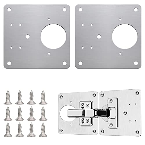 Scharnier Reparaturplatte, Edelstahl Scharnier Reparaturplatte,Küchenschrank Reparaturplatten mit Schrauben für die Reparatur von Tür Schrank Wohnmöbel Schublade Kisten Fenster (2 Stück) von Esteopt