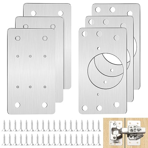 Scharnier Reparaturplatte für Schranktüren, Schrank Scharnier Reparaturplatte, Scharnier Reparatur Klammern, Schrank Scharnier Reparatur Platte mit Schrauben, Für Schrank, Möbel, Schublade (3 Set) von Esteopt