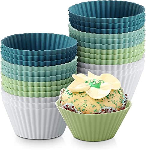 Silikon Muffinförmchen, Backformen aus Silikon, Silikonformen für Muffins und Cupcakes, Wiederverwendbare antihaftbeschichtet BPA frei Cupcakeförmchen für Kuchen, Eincreme und Pudding (Grün 12pcs) von Esteopt