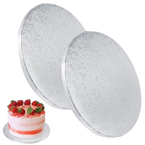 Silver Cake Boards, 2 Stück Und Torten Unterlage, Silver Foil Round Cake Circles, Cake Base Cardboard for Baking Cake 30cm/12 Inch von Esteopt