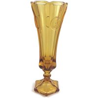 Amber Fostoria Getäfelten Knospe Vase - Bernstein-Münze-Dot-Glas-Vase Liberty Bell American Eagle Taschenlampe Mit Sun Blaze 1950Er Jahre von EstherLous