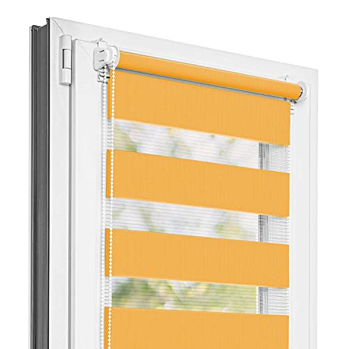 Estika® Doppelrollo Klemmfix ohne Bohren - 105 cm x 120 cm - Orange - 27 Stoff Farben, Tag und Nacht Duo Rollo, Rollos für Fenster ohne Bohren, Fenster sichtschutz (30 cm Stoffbreite) von Estika