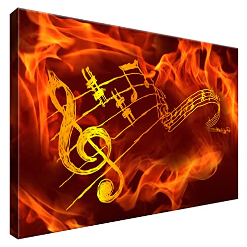 Estika® Leinwand bilder - Feurige Noten - 60x40 cm, 1 teilige kunstdruck - Wandbilder wohnzimmer, schlafzimmer, Moderne wanddeko, Bild auf leinwand - Musik bilder - 2031A_1E von Estika