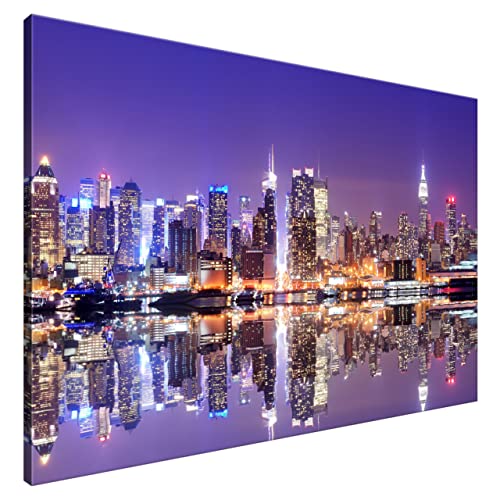 Estika® Leinwand bilder - Manhattan New York - 120x80 cm, 1 teilige kunstdruck - Wandbilder wohnzimmer, schlafzimmer, Moderne wanddeko, Bild auf leinwand - New York bilder - 1287A_1B von Estika