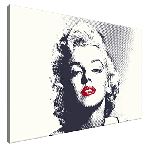 Estika® Leinwand bilder - Pop Art Marilyn Monroe, Rote Lippen - 120x80 cm, 1 teilige kunstdruck - Wandbilder wohnzimmer, schlafzimmer, Moderne wanddeko, Bild auf leinwand - Pop Art bilder - 4371A_1B von Estika