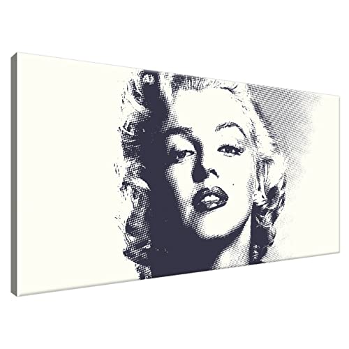 Estika® Leinwand bilder - Pop Art Marilyn Monroe, Schwarz Weiß - 115x55 cm, 1 teilige kunstdruck - Wandbilder wohnzimmer, schlafzimmer, Moderne wanddeko, Bild auf leinwand - Pop Art bilder - 735A_1AE von Estika