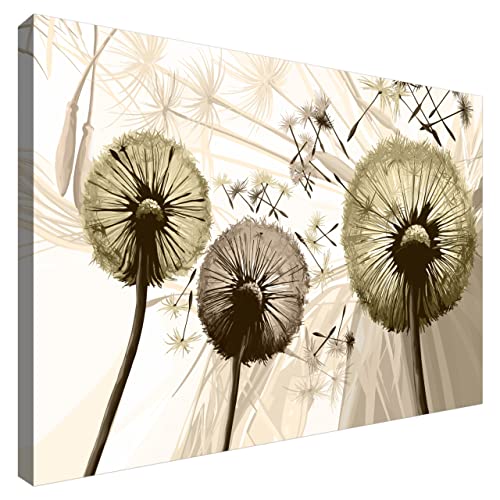 Estika® Leinwand bilder - Pusteblume Sepia - 60x40 cm, 1 teilige kunstdruck - Wandbilder wohnzimmer, schlafzimmer, Moderne wanddeko, Bild auf leinwand - Blumen bilder - 4155A_1E von Estika