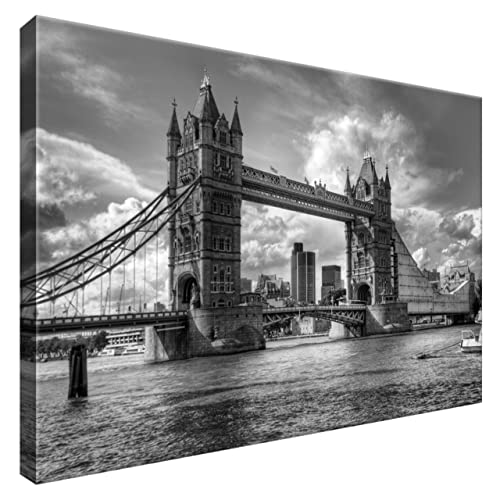 Estika® Leinwand bilder - Tower Bridge in London - 60x40 cm, 1 teilige kunstdruck - Wandbilder wohnzimmer, schlafzimmer, Moderne wanddeko, Bild auf leinwand - London bilder - 266A_1E von Estika