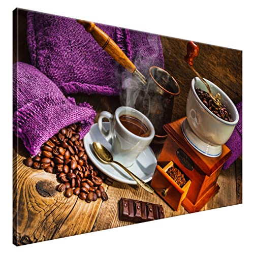 Estika® Leinwand bilder - Türkischer Kaffee, Lila Kaffeebeutel - 120x80 cm, 1 teilige kunstdruck - Wandbilder wohnzimmer, schlafzimmer, Moderne wanddeko, Bild auf leinwand - Küche bilder - 1420A_1B von Estika