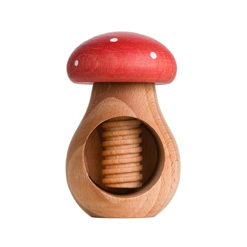 Estika® Nussknacker Pilz aus Holz, roter Fliegenpilz, Nussknacker, Holzpilze, Walnuss von Estika