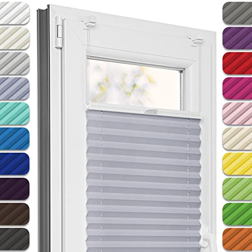 Estika® Plissee ohne Bohren, Premium Klemmfix - 110cm Breite x 150cm Höhe - Grau-violett - Metal pliseehalter ohne Bohren, Modern sichtschutz für Fenster, Jalousien Fenster ohne Bohren von Estika