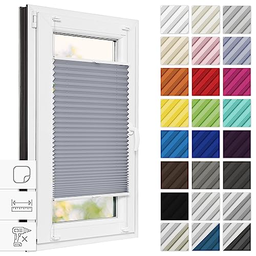 Estika® Plissee zum kleben 65 cm x 120 cm - Grau-violett - Plissee ohne Bohren, Plissee kleben, Rollos für Fenster ohne Bohren, Jalousien Fenster für innen, Raffrollo, Fenster plissee von Estika