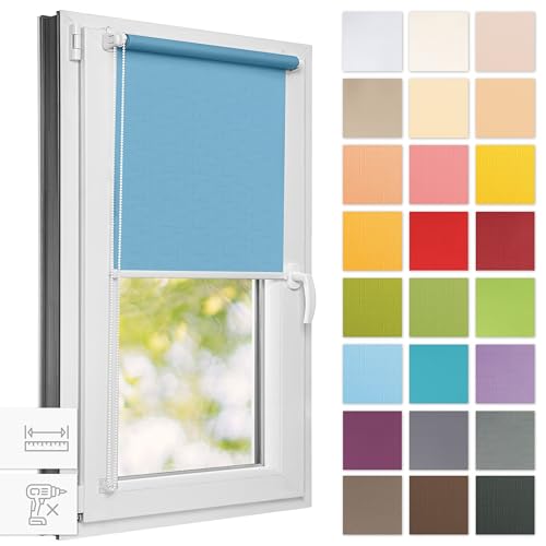 Estika® Rollo für Fenster ohne Bohren - 120cm x 120cm - Königsblau - 25 Stoff Farben, Klemmfix Montage, Fenster rollos für innen, Sichtschutz für Fenster und balkontür (120 cm Stoffbreite) von Estika