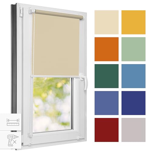 Estika® Rollo für Fenster ohne Bohren - 50 x 120 cm - Vanilla -Sammlungsverkauf, Klemmfix Montage, Fenster rollos für innen, Sichtschutz für Fenster und balkontür (50 cm Stoffbreite) von Estika