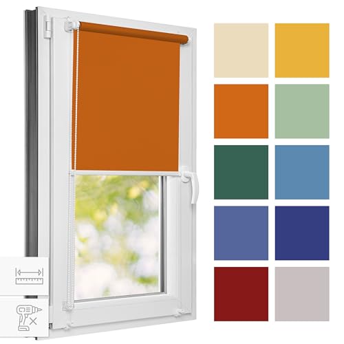 Estika® Rollo für Fenster ohne Bohren - 90 x 120 cm - Ocker -Sammlungsverkauf, Klemmfix Montage, Fenster rollos für innen, Sichtschutz für Fenster und balkontür (90 cm Stoffbreite) von Estika