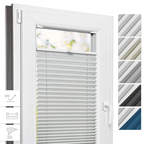 Estika® Thermo Plissee mit Bohren nach maß - 5 Farben, Breite 30-129 cm, Höhe 150-230 cm - Verdunklungsplissee, Plissee Blickdicht, Fenster rollos für innen, Rollos für Fenster von Estika