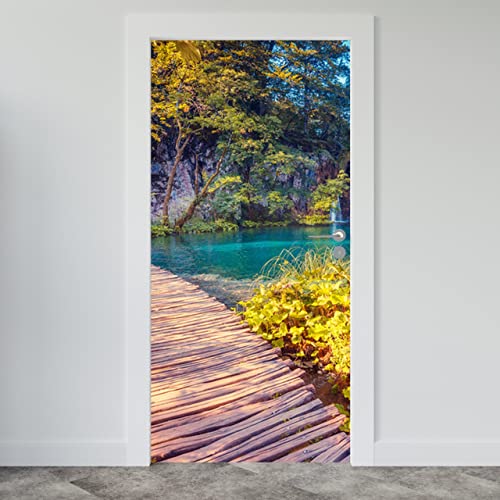 Estika® Türtapete selbstklebend - Plitvicer See - 95x205 cm - Einem Bogen Türposter, Natur Landschaft Türaufkleber, Aufkleber PVC Folie, Klebefolie für türen, Tür tattoo, Modern decoration von Estika