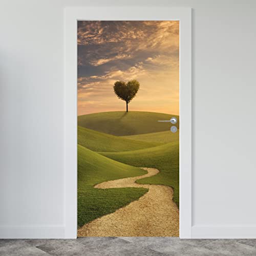 Estika® Türtapete selbstklebend - Weg zu lieben - 95x205 cm - Einem Bogen Türposter, Natur Türaufkleber, Aufkleber PVC Folie, Klebefolie für türen, Tür tattoo, Modern decoration von Estika