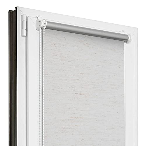 Estika® Verdunklungsrollo Thermorollo ohne Bohren - 100 cm x 150 cm - Flachs - 13 Stoff Farben, Rollos für Fenster ohne Bohren, Klemmfix rollos für Fenster innen (100 cm Stoffbreite) von Estika